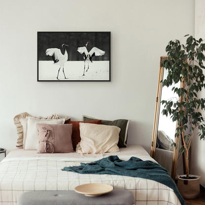 Leinwandbild - Dancing Cranes (1 Part) Wide