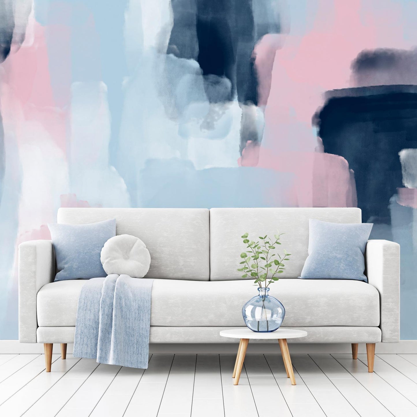 Fototapete - Harmonious colours - abstract with blue and pink shapes Artgeist