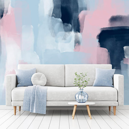 Fototapete - Harmonious colours - abstract with blue and pink shapes Artgeist