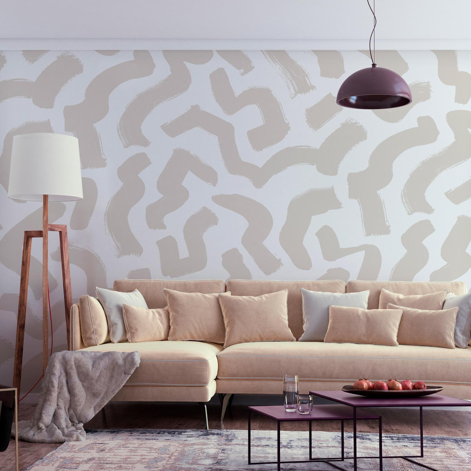 Fototapete - Abstract composition - beige patterns in shapes on a white background Artgeist