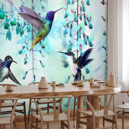 Fototapete - Flying Hummingbirds (Green)