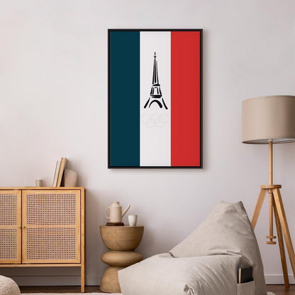 Leinwandbild - French Flag With Graphic Eiffel Tower