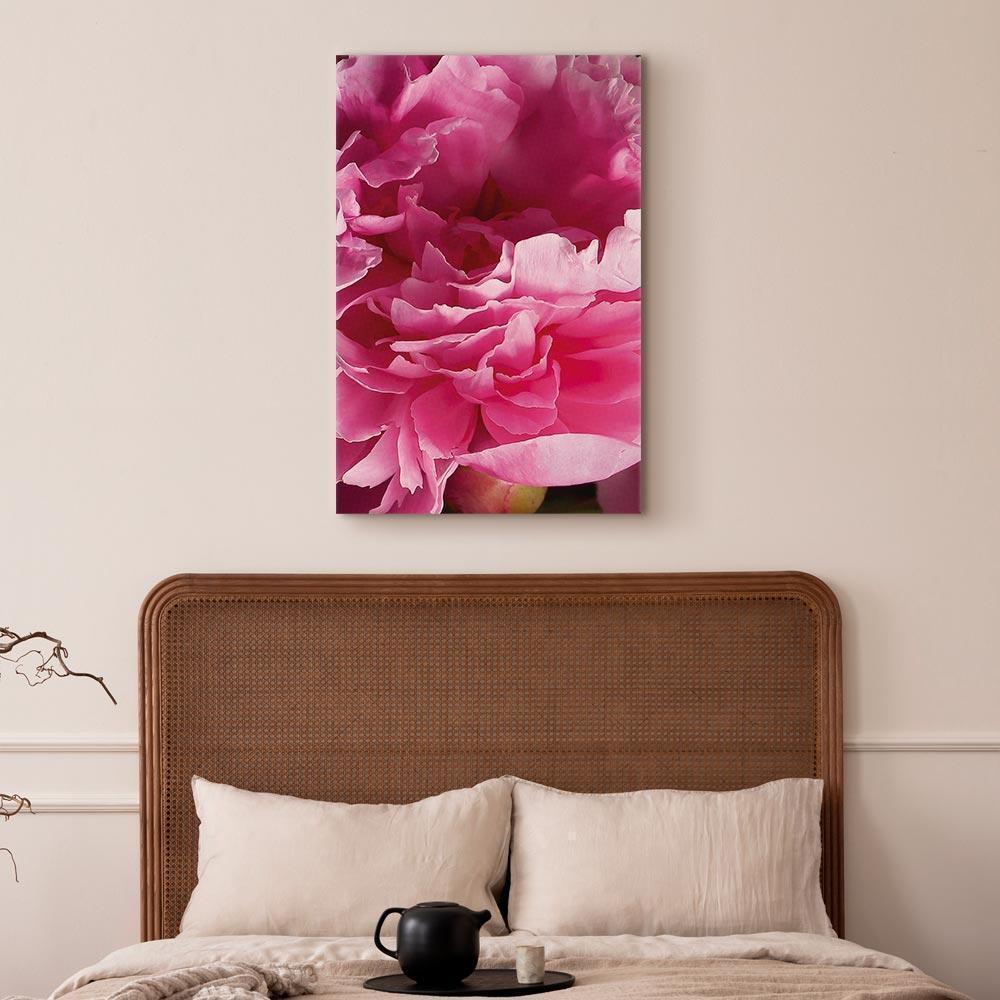 Leinwandbild - Blossom of Beauty (1-part) - Pink Peony Flower Embraced by Nature