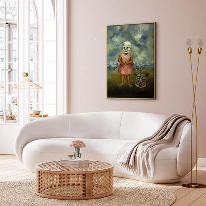 Leinwandbild - Frida Kahlo – Girl with Death Mask (She Plays Alone)