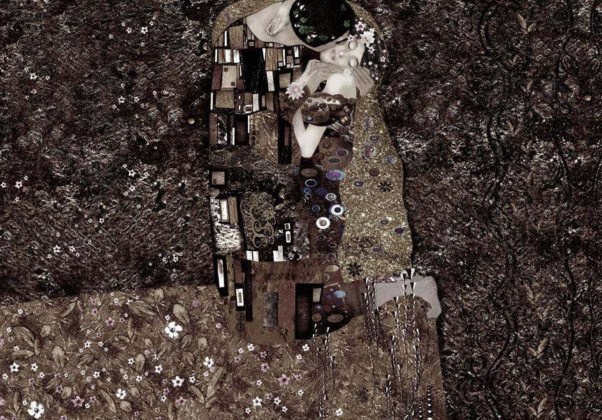 Fototapete Klimt Inspiration – Zarte Goldtöne im Jugendstil