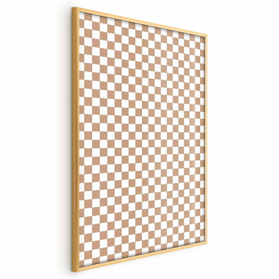 Poster - Geometry and Browns - a chessboard pattern in neutral shades Artgeist