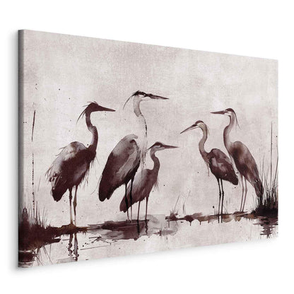 Leinwandbild - Herons painted with ink