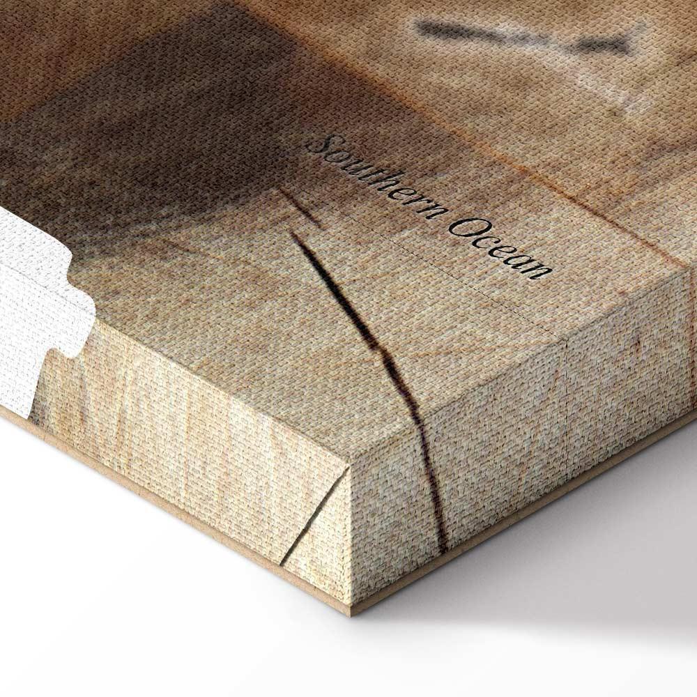 Leinwandbild - World Map: Wooden Mosaic