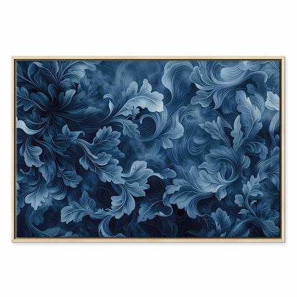 Leinwandbild - Abstract Ornaments Dark Blue Victorian Leaves