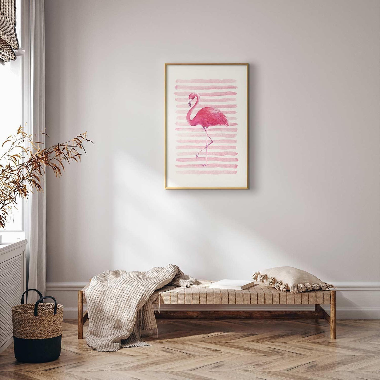 Poster - Flamingo and Stripes Artgeist