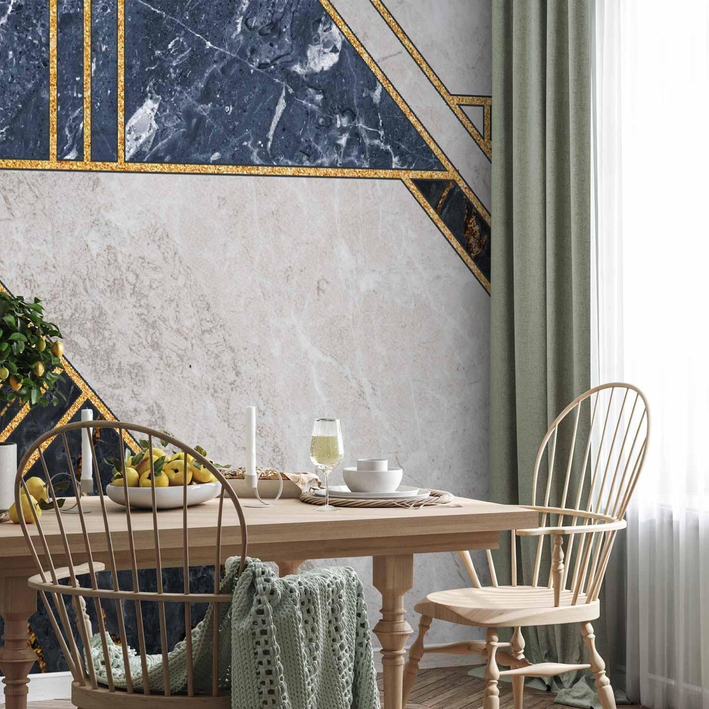 Fototapete - Expressive Pattern in Gold and Garnet