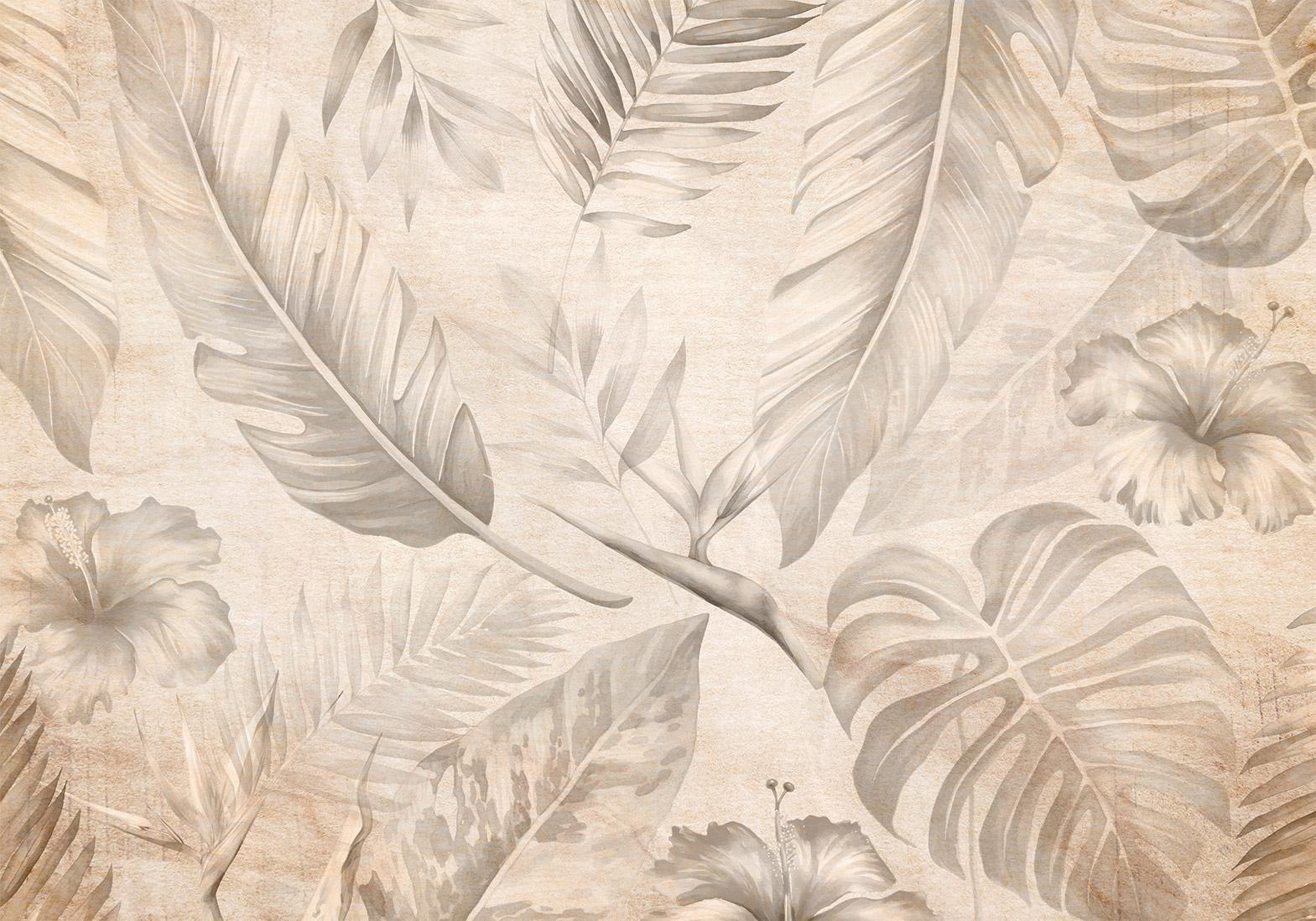 Tapeten-Muster Tropen Sepia - Elegante Wandgestaltung - Sawelt