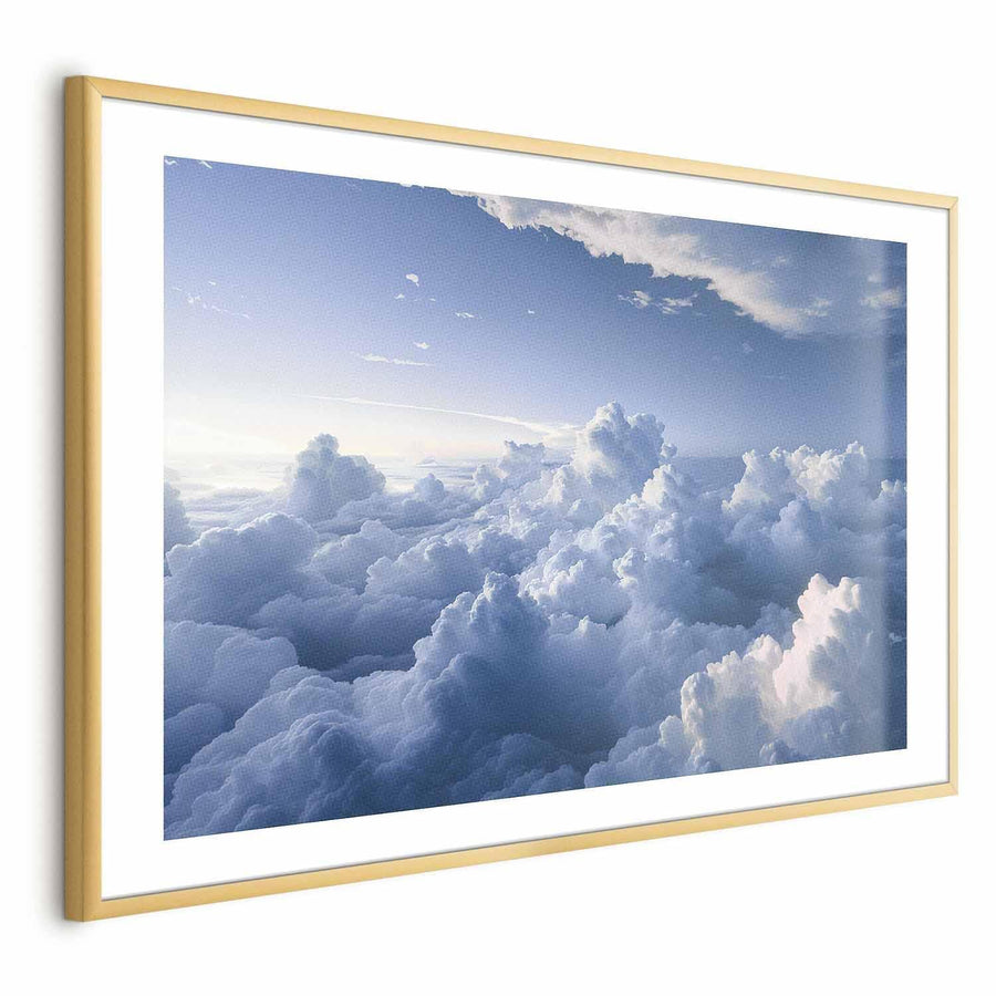 Poster - Aerial Landscapes: Sunbeams Illuminating Puffy Cloud Formations Artgeist