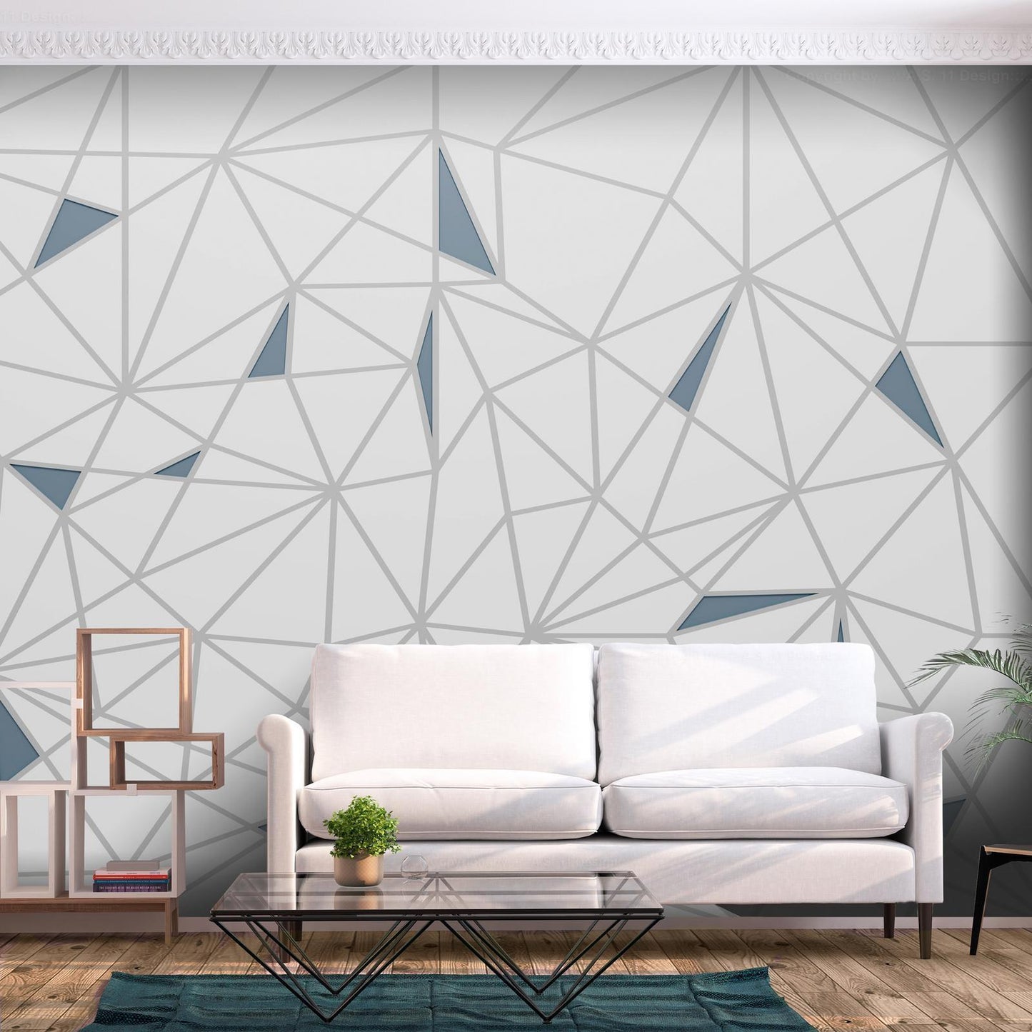 Maßgefertigte Fototapete mit geometrischen Linien und minimalistischen Formen

