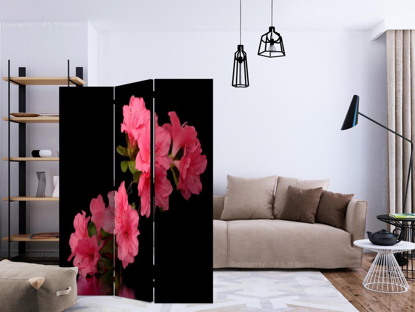 Paravent - Azalea in Black Artgeist
