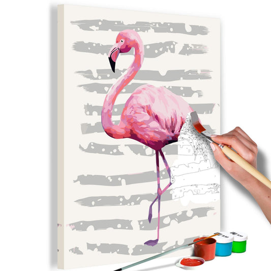 Wandbild zum Ausmalen – Beautiful Flamingo – Eleganz in Rosa