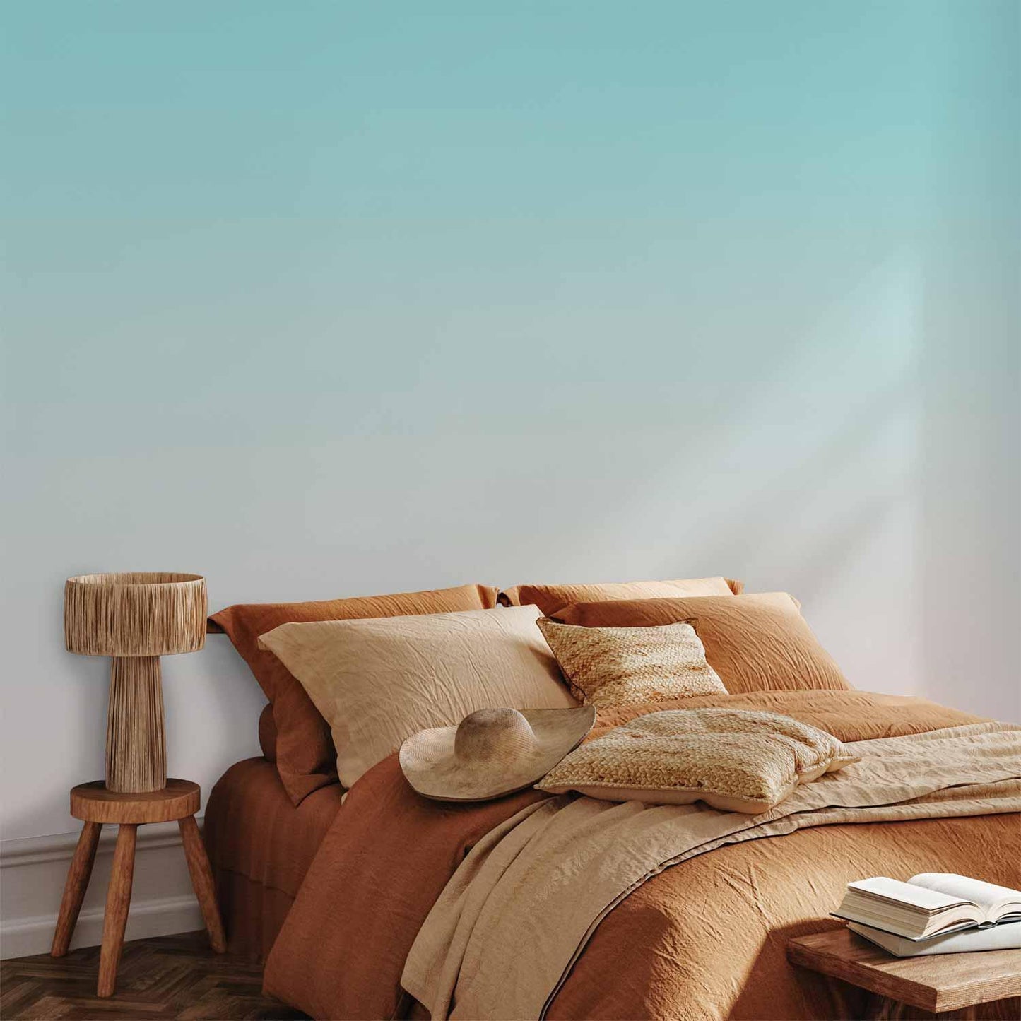 Fototapete Summer Morning – Farbverlauf von Hellblau zu Rosa