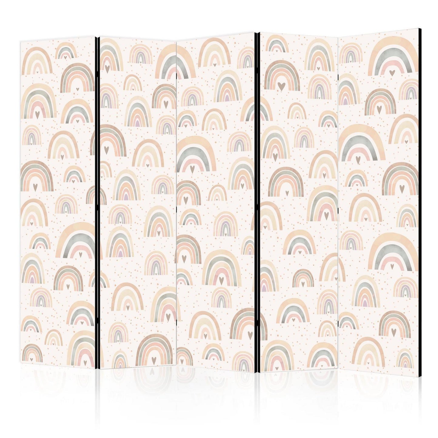 Paravent - Spring - Pastel Rainbows on a Rainy Day with Hearts Artgeist