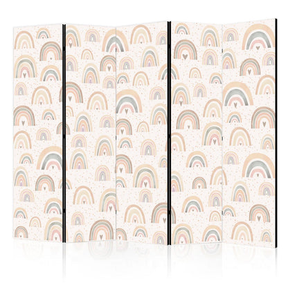 Paravent - Spring - Pastel Rainbows on a Rainy Day with Hearts Artgeist