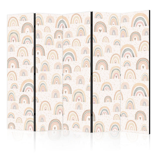 Paravent - Spring - Pastel Rainbows on a Rainy Day with Hearts Artgeist