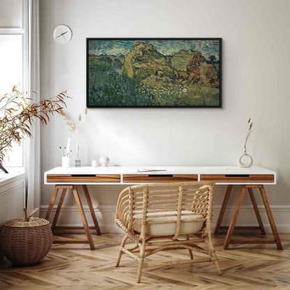 Leinwandbild - Vincent Van Gogh – Field with Wheat Stacks