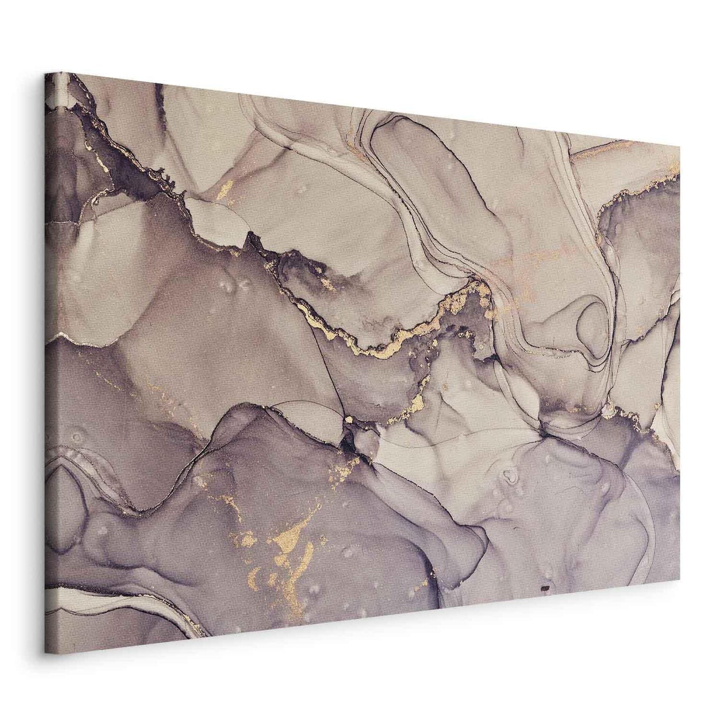 Leinwandbild - Watercolour abstraction - powder pink marble with gold accents