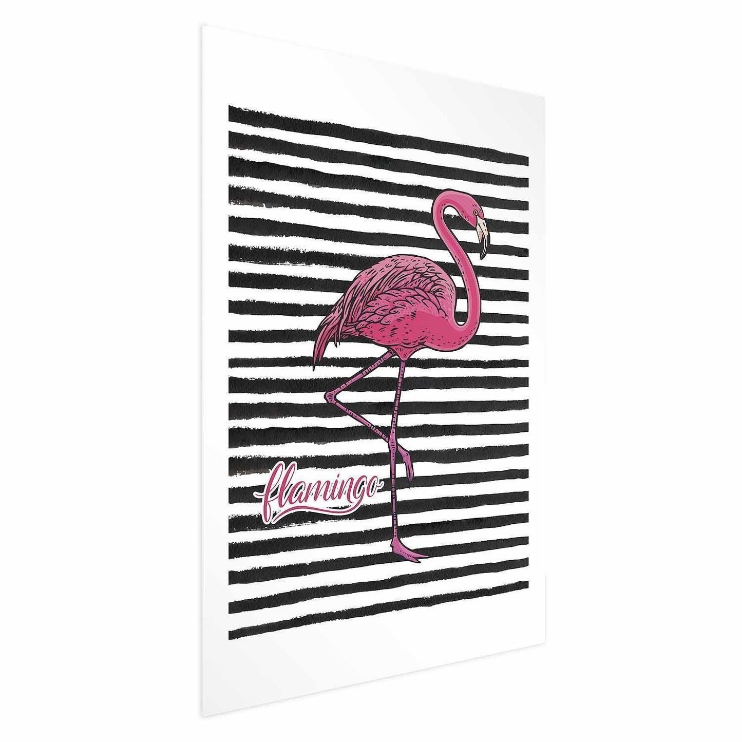 Poster - Black Stripes and Flamingo Artgeist