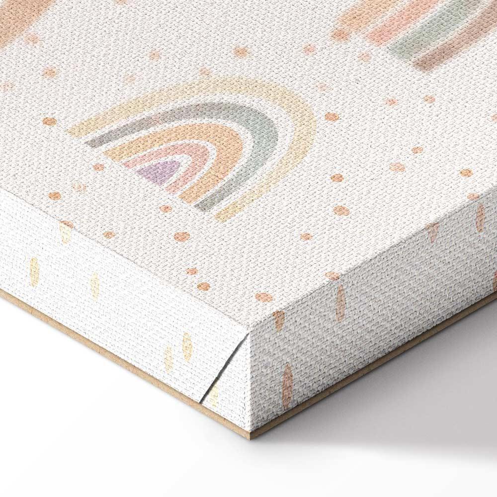 Leinwandbild - Spring - Pastel Rainbows with Hearts on a Rainy Day