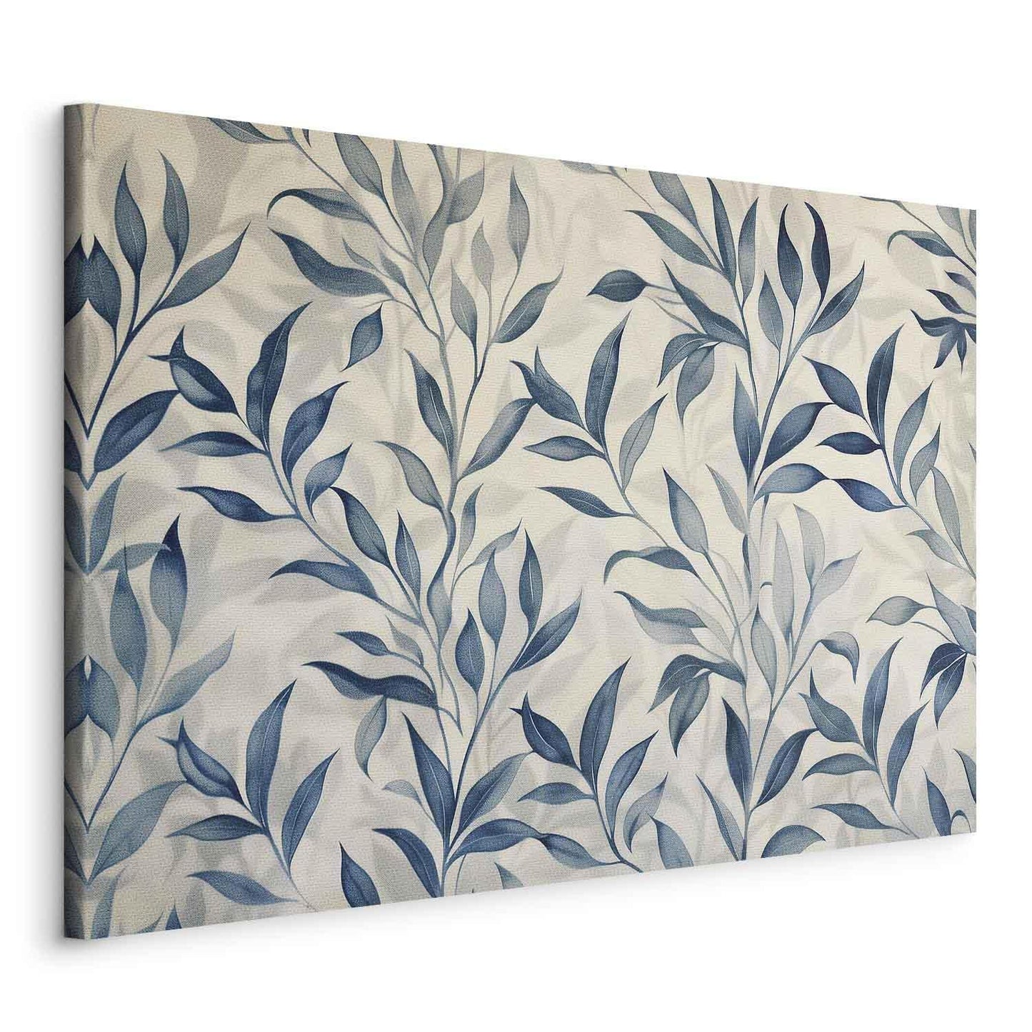 Leinwandbild - Leaves in Blue Color Delicate Botanical Motif Artgeist