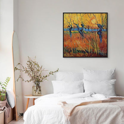 Leinwandbild - Vincent van Gogh – Willows at Sunset