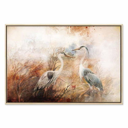 Leinwandbild - Herons on the Hunt (1 Part) Wide