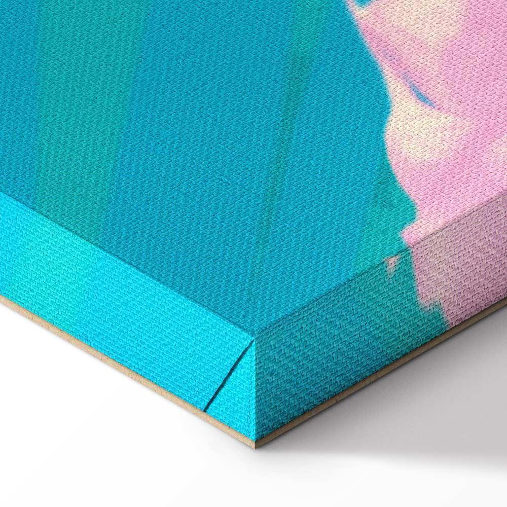 Leinwandbild - Exotic Leopard - Colorful Portrait of a Cheetah Against Tropical Leaves