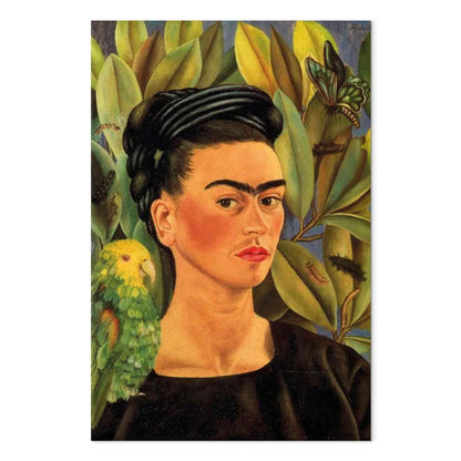 Leinwandbild - Frida Kahlo – Self-Portrait with Bonito