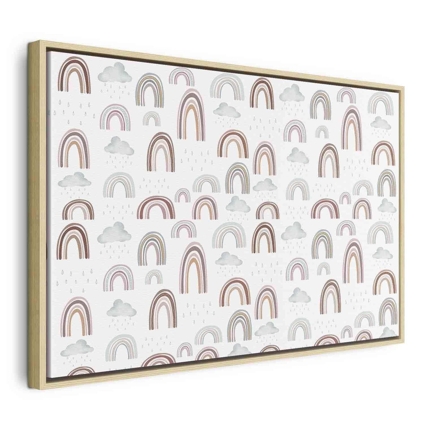 Leinwandbild - Rainbows After the Storm - Rainbows of Various Sizes in Pastel Hues Among Rain Clouds in a Gray-Blue Shade