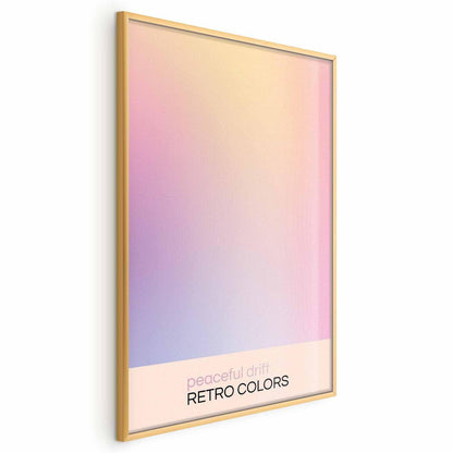 Delicate pastel shades poster with "Peaceful Drift" design in a gold frame.