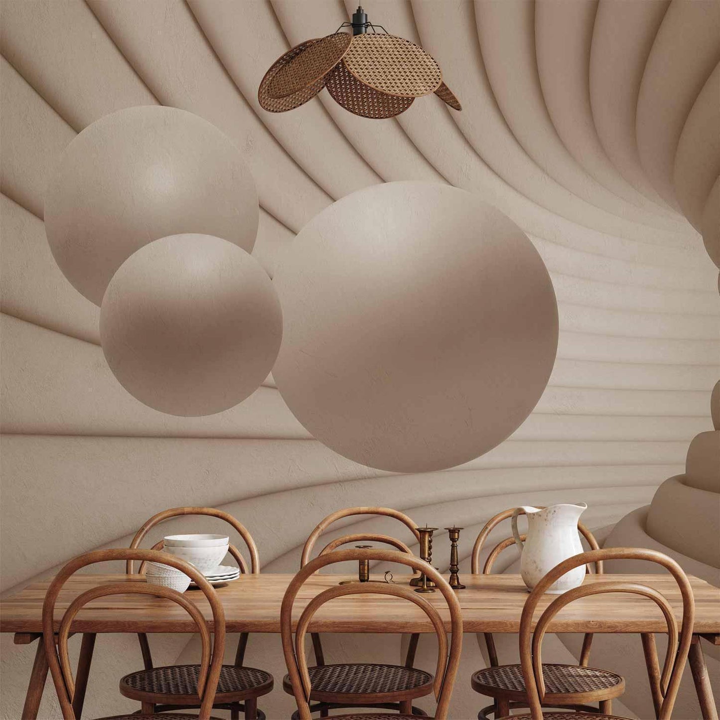 Fototapete 3D Tunnel Kugeln - Moderne Perspektive mit geometrischem Tiefeneffekt
