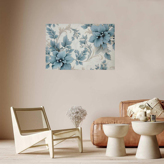 Poster - Turquoise Ornamental Retro Flowers Artgeist