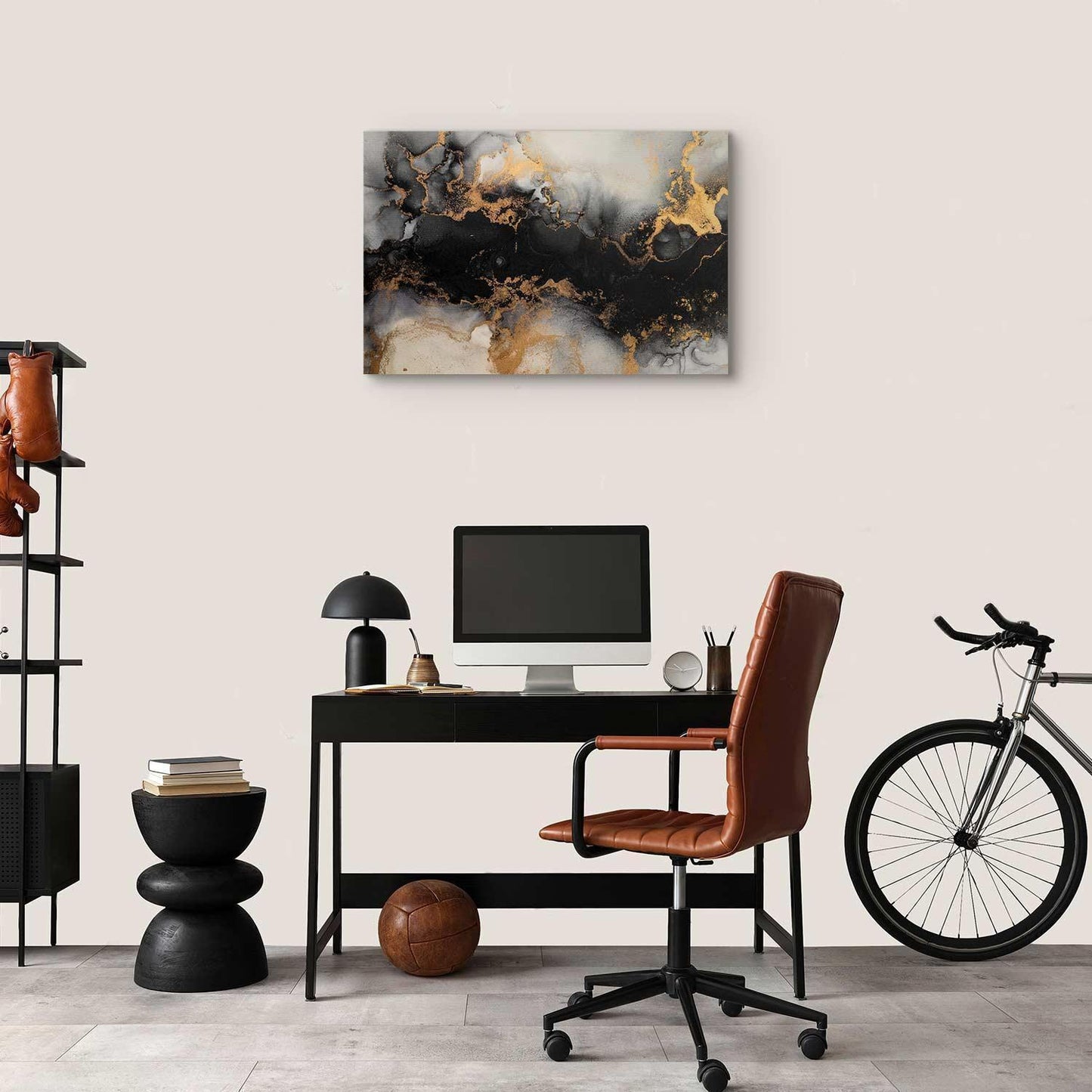 Leinwandbild - Golden explosions – abstract pattern inspired by marble