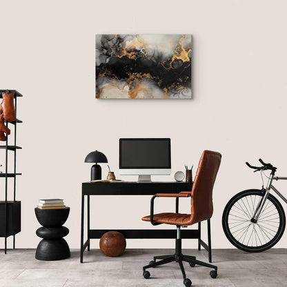 Leinwandbild - Golden explosions – abstract pattern inspired by marble