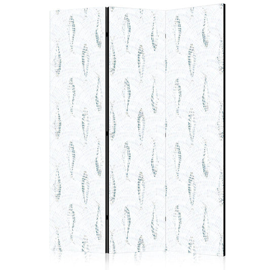 Paravent - Delicate Blue Fish - Mosaic Fish in Subtle Blue Color Shades with an Arched Pattern in the Background Artgeist