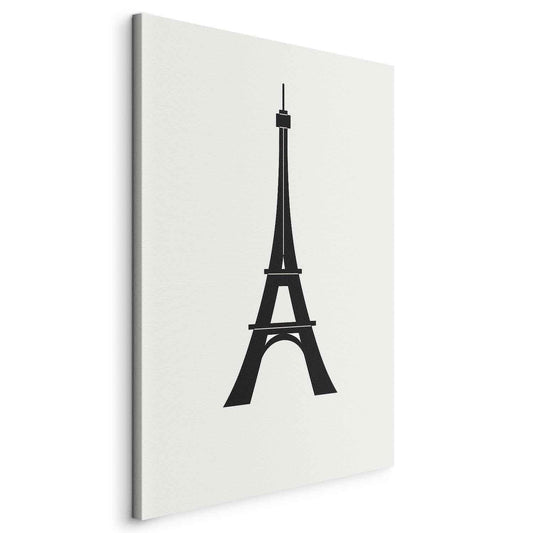 Leinwandbild - Eiffel Tower Simple Graphics in Black and White Artgeist