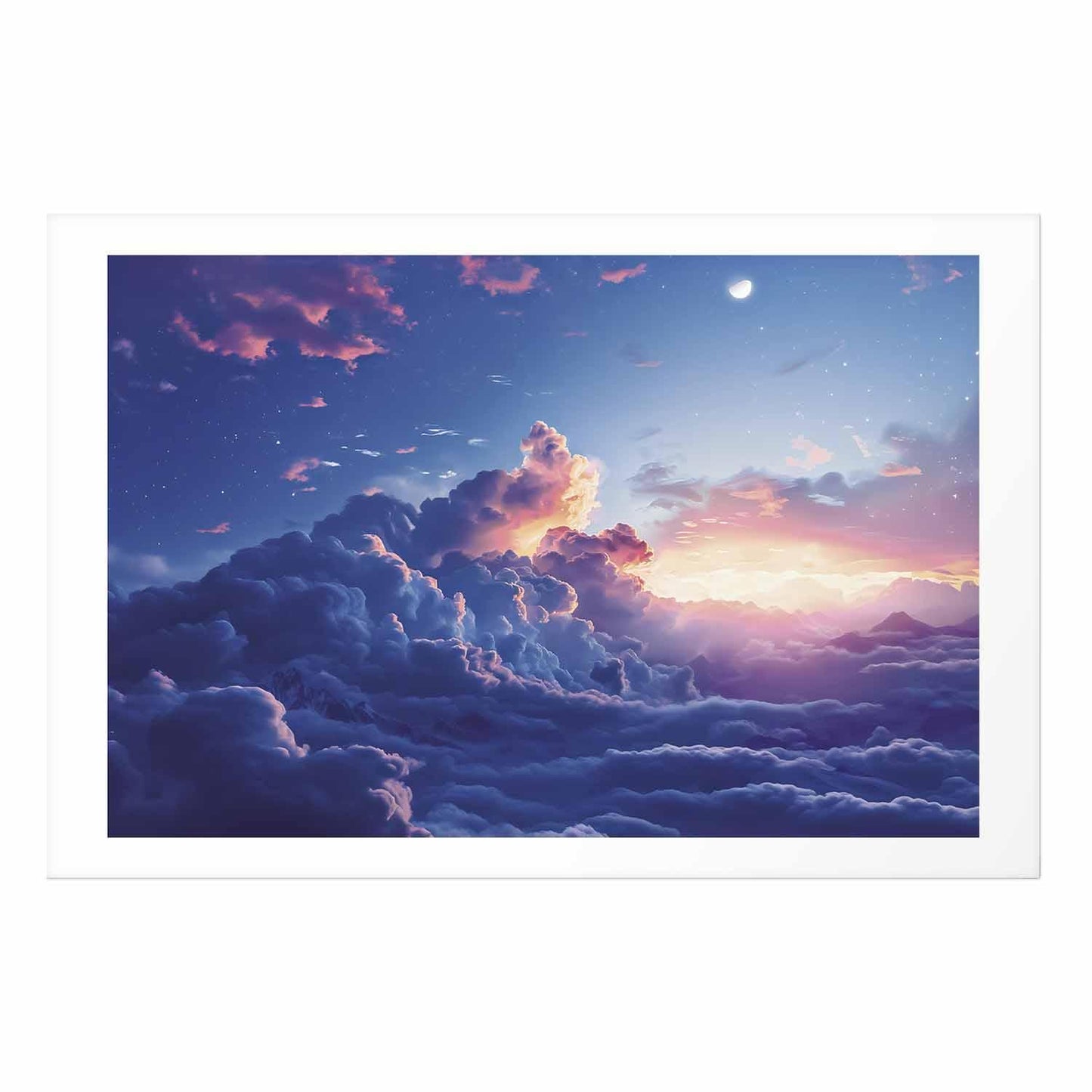 Poster - Night Concert in the Mountains: Clouds Illuminated by the Last Rays of the Sun