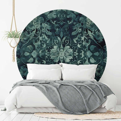 Runde Fototapete - Oriental carpet pattern: emerald ornaments and worn patterns