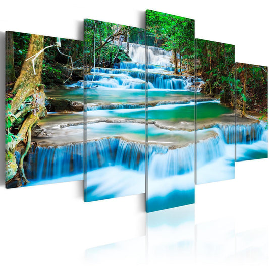 Leinwandbild „Wasserfall in Thailand“ – Tropisches Naturidyll in Blau und Grün