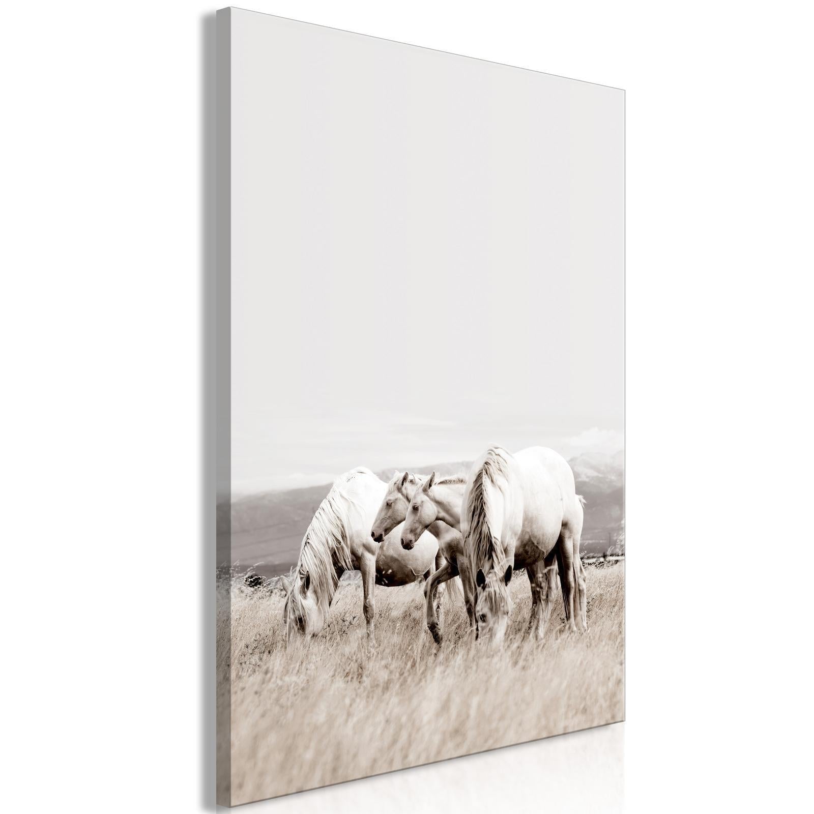 Leinwandbild - White Horses (1 Part) Vertical Artgeist