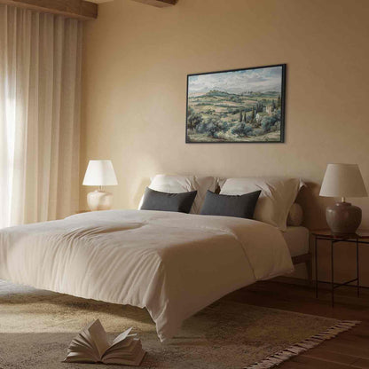 Leinwandbild - Landscape with Green Fields and Trees Tuscan Sunny View