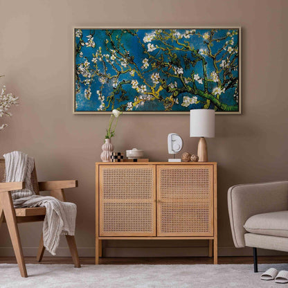 Leinwandbild Blühender Mandelzweig – Elegante Wanddeko in Pastellfarben