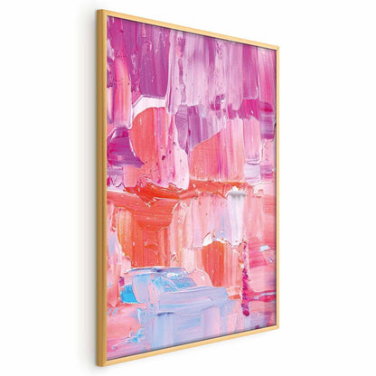 Poster - Colorful Strokes - intense shades of pink and purple on canvas