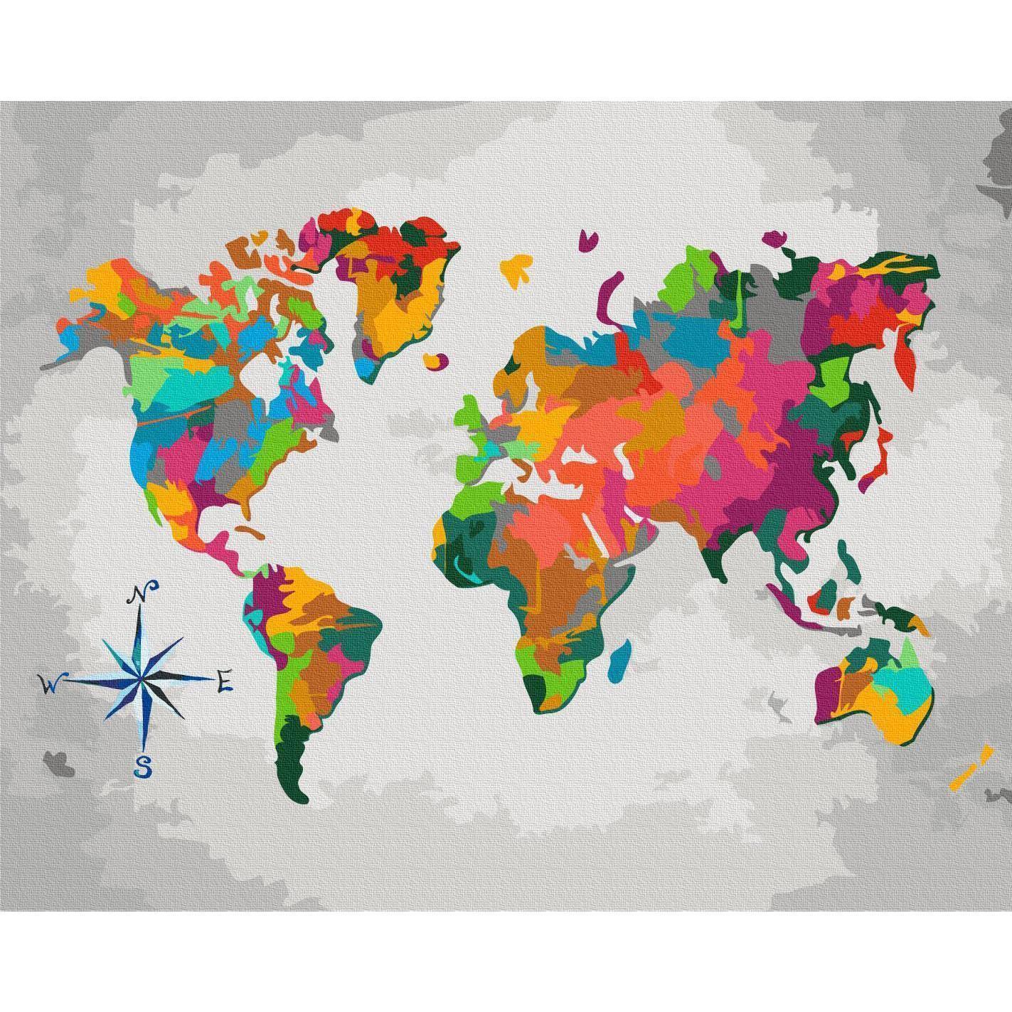 Malen nach Zahlen - World Map (Compass Rose)