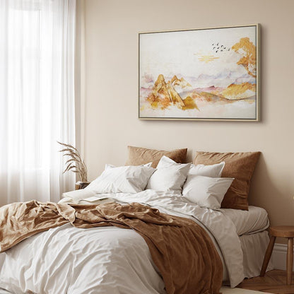 Leinwandbild - Golden Mountains (1 Part) Wide